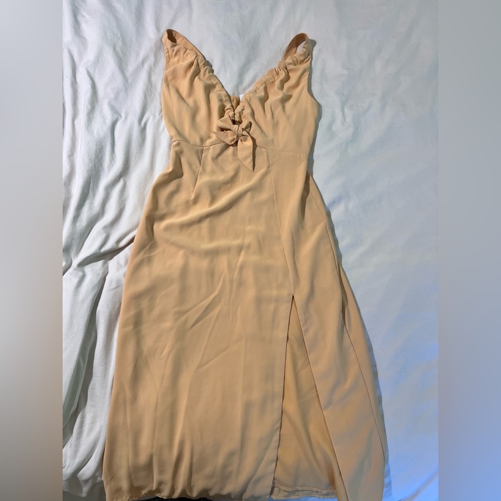 NWT A&F plunged neck slip midi dress size Medium petite in orange - Picture 2 of 9